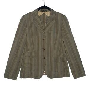 Max Mara Weekend Blazer 8 Striped Y2K Stretch Cotton Brown 3 Button Career